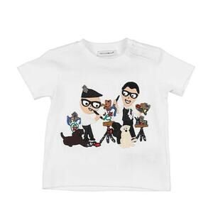 DOLCE & GABBANA Baby 12-18 Months #dgfamily Appliqué T-Shirt Short Sleeve White